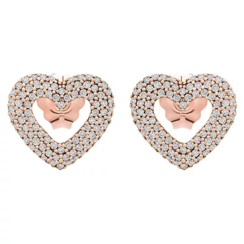 0.33 CT. T.W. Diamond Heart Earrings in 14K Rose Gold