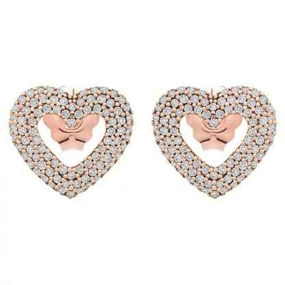 0.33 CT. T.W. Diamond Heart Earrings in 14K Rose Gold