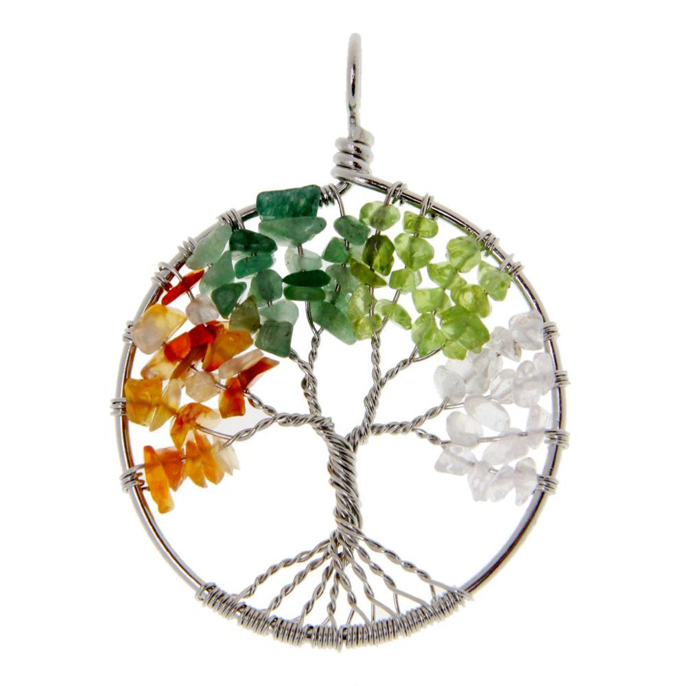 Tree of Fashion Gemstone Pendant Fit Necklace - Rainbow Color