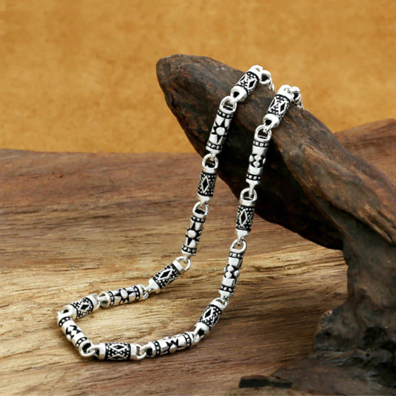 Pure Silver 4Mm Thick Cylinder Chain S925 Sterling Silver Classic Vintage