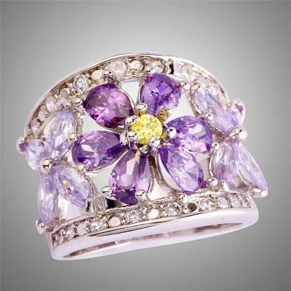 Women'S Flower Jewelry 2*4Mm Pear & round Cut Amethyst & Tourmaline & Citrine &