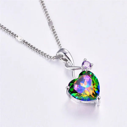 Heart - Shaped Gem Pendant Set with Diamond Simple Original Necklace Ring Neckla