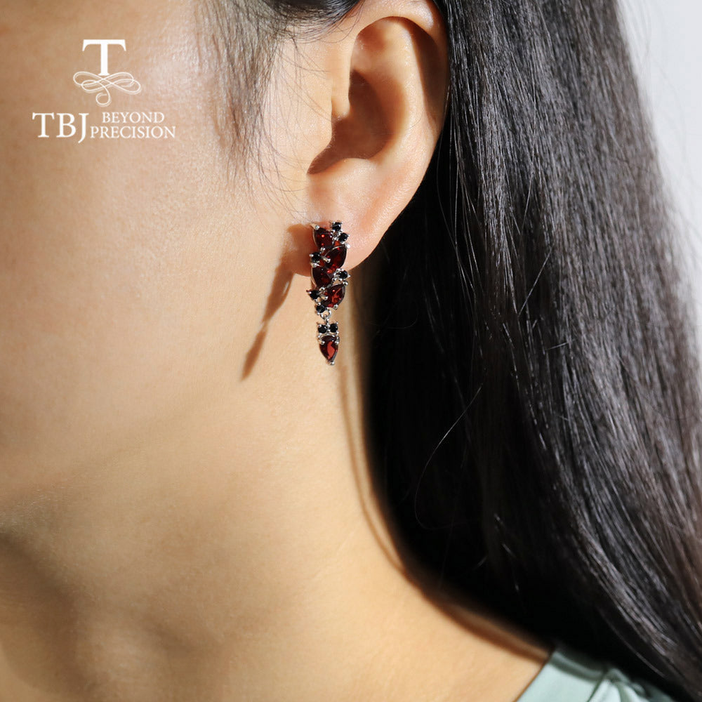 Natural Mozambique Garnet Rings Earring 925 Sterling Silver Fine Jewelry