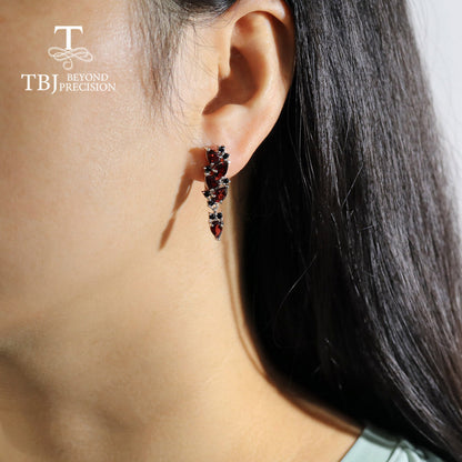 Natural Mozambique Garnet Rings Earring 925 Sterling Silver Fine Jewelry