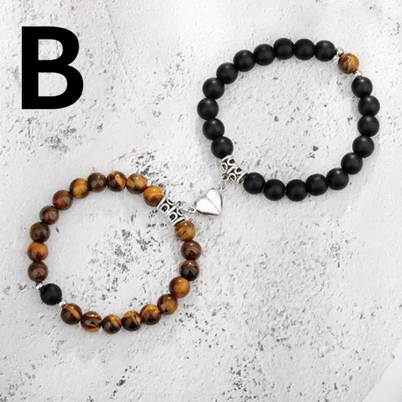 2Pcs Delicate Women'S White Turquoise Frosted Couple Bracelets Heart Shaped Bead
