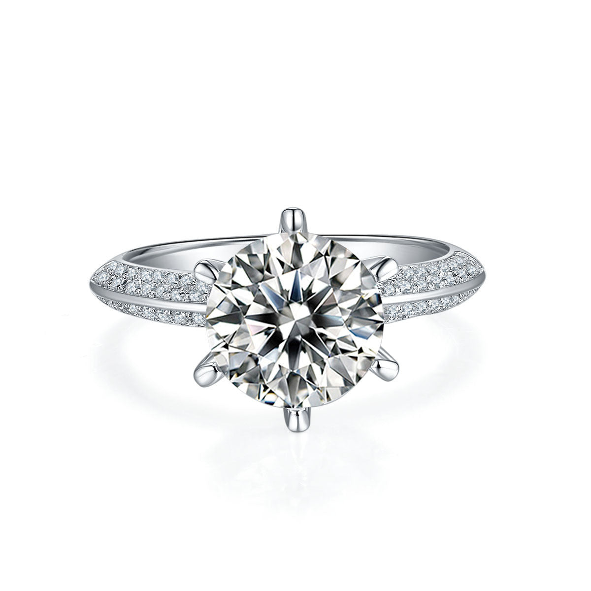 S925 Silver Plated White Gold Moissanite Diamond Ring for Women