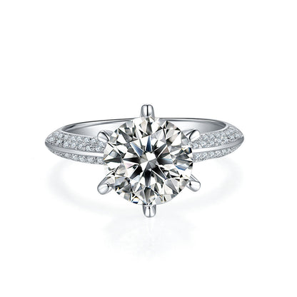 S925 Silver Plated White Gold Moissanite Diamond Ring for Women