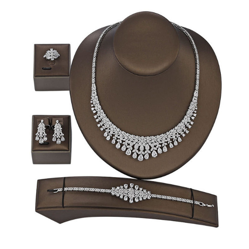 Necklace Earrings Ring and Bracelet Four-Piece Set