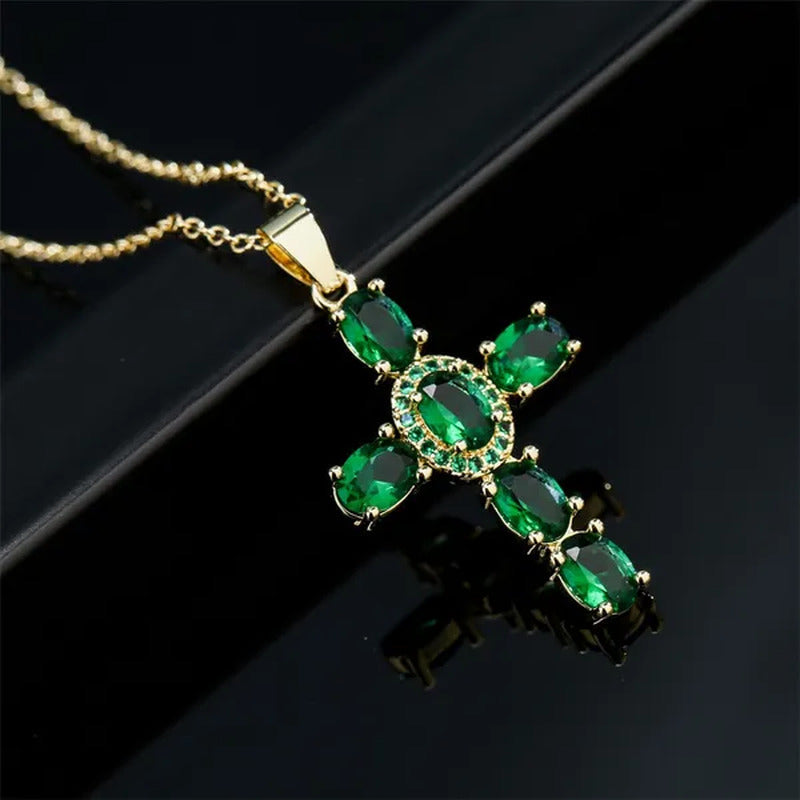 Fashion Jewelry Luxurious Temperament Gold-Plated Sapphire Emerald Ruby Topaz Am