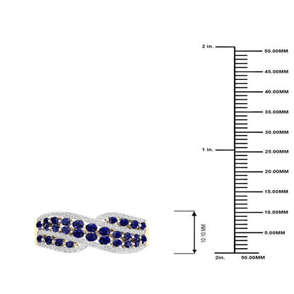 Imperial Gemstone 10K Yellow Gold Blue Sapphire 1/4 CT TW Diamond Women'S Fashio
