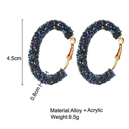 Rhinestone Zircon Flash Ring round Diamond Earrings Female Silver Gold Stud Earr