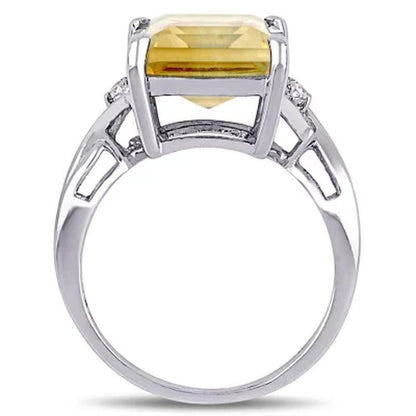 Emerald Cut Citrine and White Topaz Cocktail in Sterling Silver