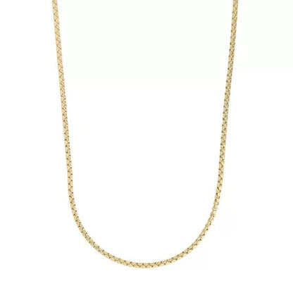 Hollow round Box Necklace 22", 2.4Mm in 14K Yellow Gold