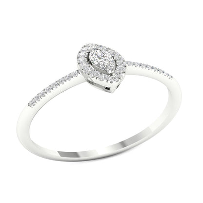 Imperial 1/5Ct TDW Diamond 10K White Gold Marquise Diamond Halo Promise Ring (H-