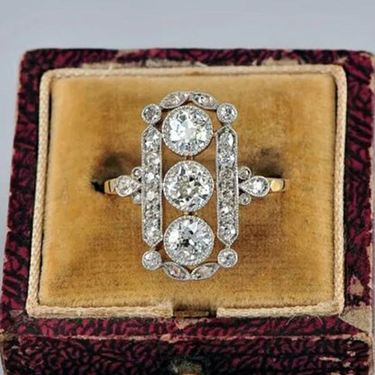 Vintage Jewelry Exquisite 925 Sterling Silver Natural White Sapphire Diamond Rin