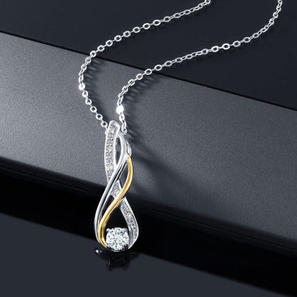 2 Tone 10K Yellow Gold and 925 Sterling Silver Sky Blue Aquamarine and Diamond I