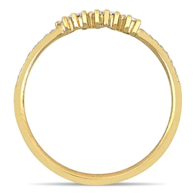 0.13 CT. T.W. Baguette and Round-Cut Diamond Five Stone Ring in 14K Yellow Gold