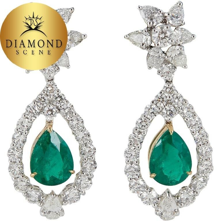 Classic Colombian Emerald Diamond Drop Earrings