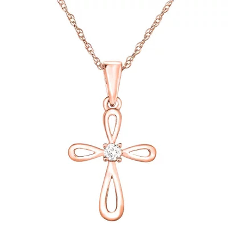 0.02 CT. T.W. Diamond Cross Pendant in 14K Gold
