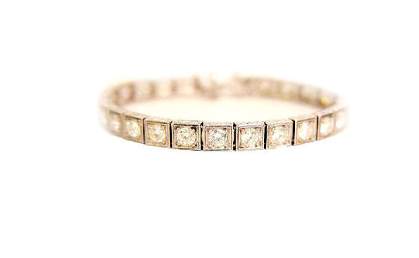 ANTIQUE STYLE TENNIS BRACELET 27 ROUND BRILLIANT CUT DIAMONDS BOX SET 6.82 CTTW