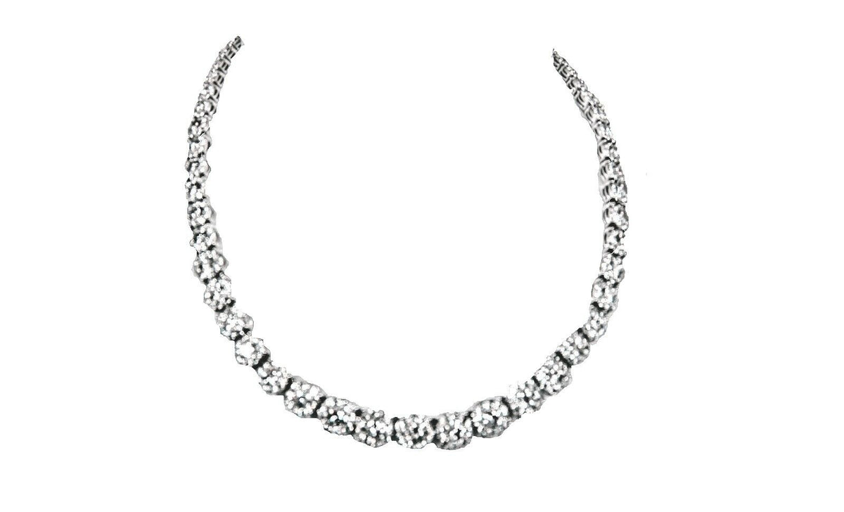 DIAMOND NECKLACE ROUND BRILLIANT BIG HALO GRADUATED AROUND SET CENTER 9.00 MM