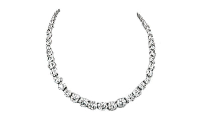 DIAMOND NECKLACE ROUND BRILLIANT BIG HALO GRADUATED AROUND SET CENTER 9.00 MM