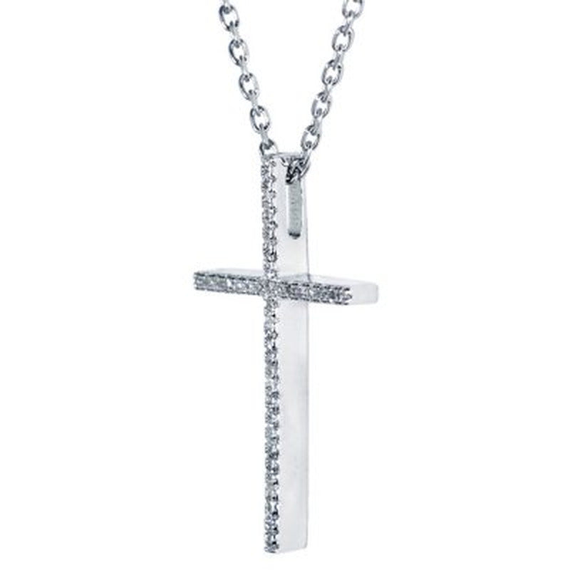 0.10 CT. T.W. Diamond Cross Pendant in Sterling Silver