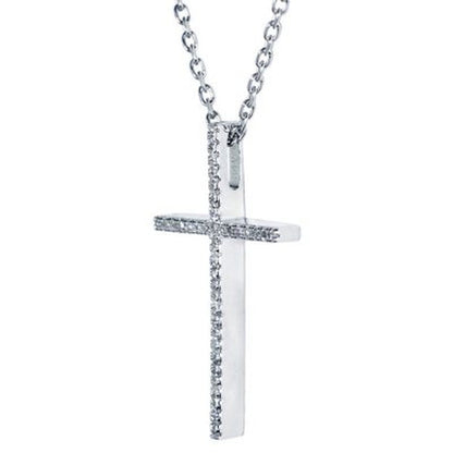 0.10 CT. T.W. Diamond Cross Pendant in Sterling Silver