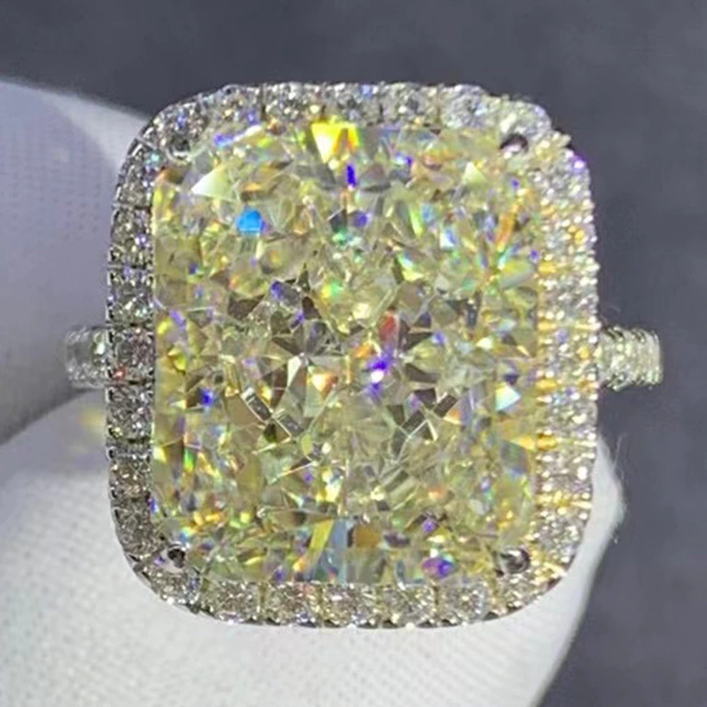 Luxurious Real 925 Sterling Silver 3EX Radiant Cut 8CT VVS D Color Created
