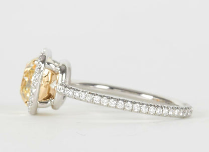 Thin Handmade 2 Carat GIA Cert Fancy Light Yellow Diamond Engagement Ring
