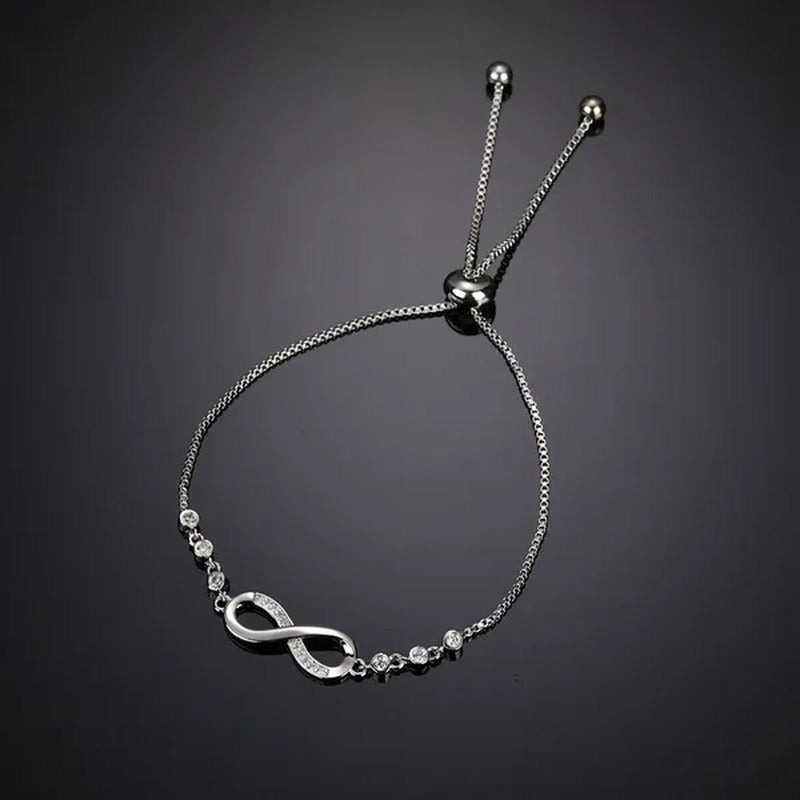 New Arrival 925 Sterling Silver Charm Bracelet Jewelry Infinity Eight Crystal Di