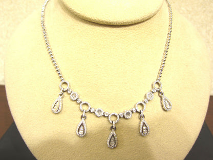 DIAMOND NECKLACE ROUND BAGUETTE FIVE PEAR OUTLINE DROP