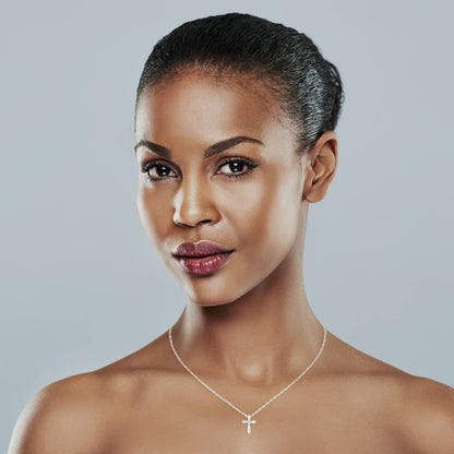 .925 Sterling Silver Birthstone Looped Cross Pendant Necklace - 18" Rope Chain -