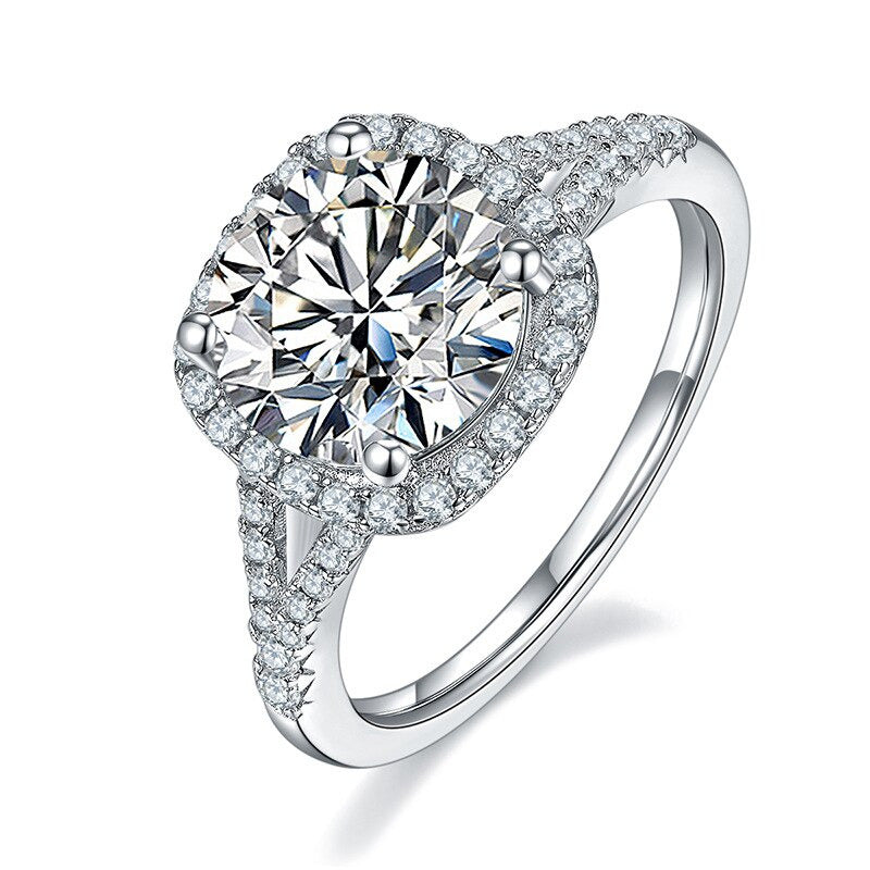 3 Carats Real Moissanite Ring 925 Sterling Silver Luxury Charms Hearts