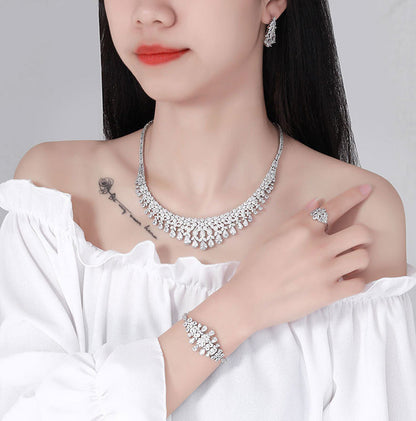 Necklace Earrings Ring and Bracelet Four-Piece Set