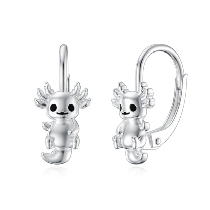 Axolotl Fish Animal Earrings 925 Sterling Silver Hypoallergenic Huggie Hoop Earr