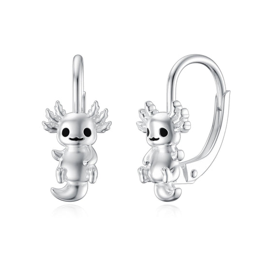 Axolotl Fish Animal Earrings 925 Sterling Silver Hypoallergenic Huggie Hoop Earr