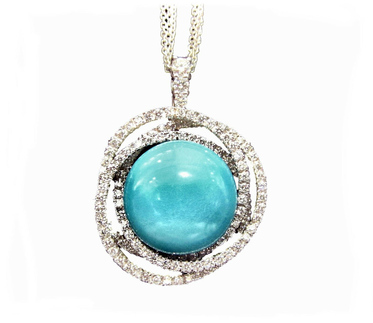 LEO PIZZO DESIGNER SIGNED PIECE TURQUOISE DIAMOND PENDANT