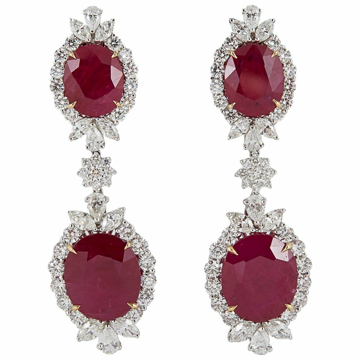 AGT SWISS CERTIFIED RUBIES 32.68CTTW ROUND MARQUISE PEAR 8.65CT DIAMOND EARRING