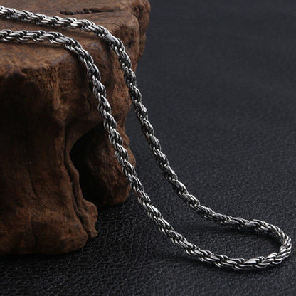 100% Real S925 Pure Silver 2023 Fashion Jewelry 4MM Weaving Personality Man