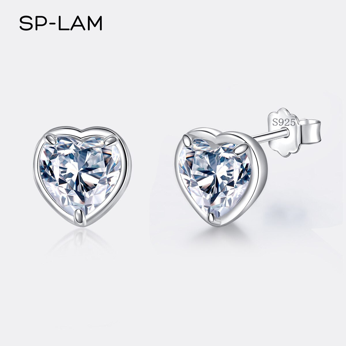 Heart Earrings Stud Luxury 2 Carat Office Lady Moissanite Women Silver Earing An