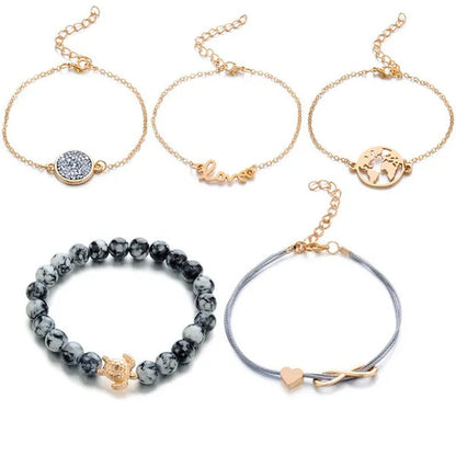 Fashion 5 Pieces / Set of Women'S Love Turtles Braided Rope Bracelet Jewelry Gif
