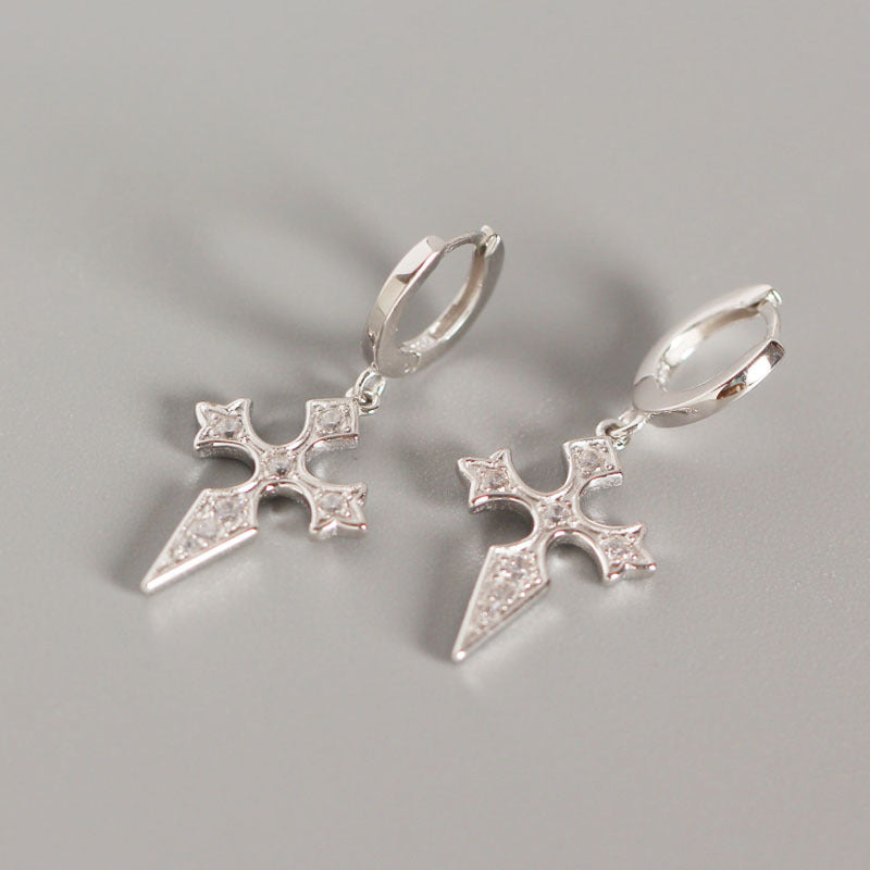 Cross Diamond Baroque Style Earrings
