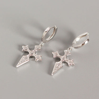 Cross Diamond Baroque Style Earrings