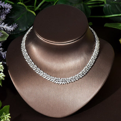 Hot Statement Jewelry Sets for Women Wedding Accessories Cubic Zircon Leaf
