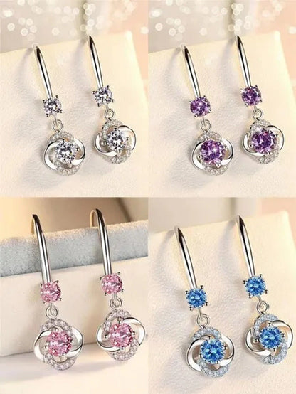 Female Fashion S925 Silver Earrings Ladies Temperament Earrings Water Drop Long