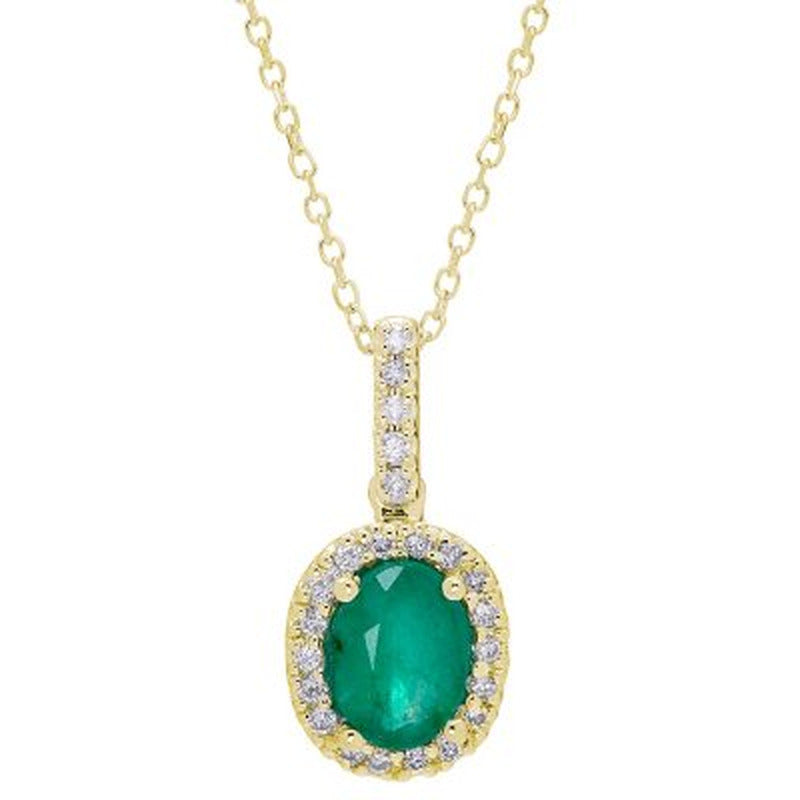 Genuine Emerald and 0.11 CT. T.W. Diamond Pendant in 14K Gold