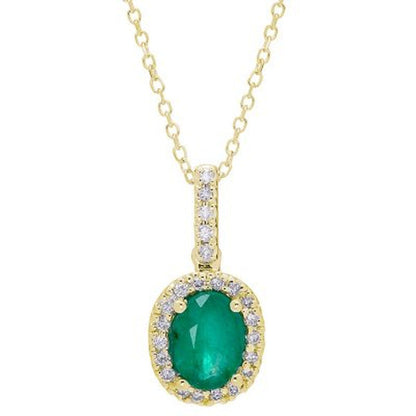 Genuine Emerald and 0.11 CT. T.W. Diamond Pendant in 14K Gold