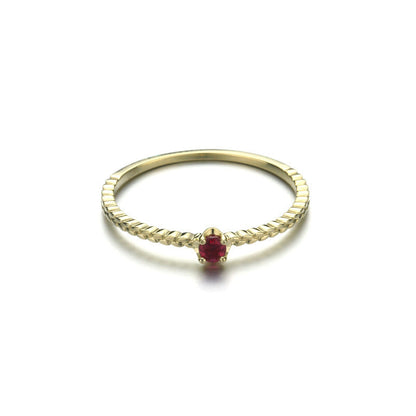 Autumn Harvest Wheat Ear Small Gem Ring Pure 9K Gold Natural Ruby Simple Ring