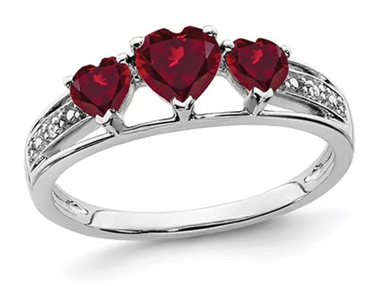 3/4 Carat (Ctw) Lab Created Heart Ruby Ring in 14K White Gold
